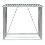 vidaXL Záhradná kôlňa na drevo z galvanizovanej ocele 163x83x154 cm zelená – Obrázok 5