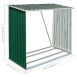 vidaXL Záhradná kôlňa na drevo z galvanizovanej ocele 163x83x154 cm zelená – Obrázok 7