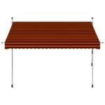 vidaXL Ručne zaťahovacia markíza 250 cm oranžová a hnedá – Obrázok 2