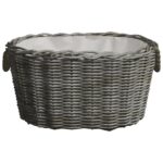 vidaXL Košík na palivové drevo s rúčkami 59x42x28 cm, sivá vŕba – Obrázok 4