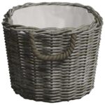 vidaXL Košík na palivové drevo s rúčkami 59x42x28 cm, sivá vŕba – Obrázok 5