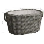 vidaXL Košík na palivové drevo s rúčkami 59x42x28 cm, sivá vŕba – Obrázok 6