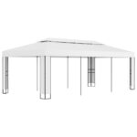 vidaXL Altánok s dvojitou strieškou 3x6 m, biely