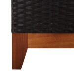 vidaXL Záhradné ležadlo, polyratan a akáciový masív, čierne – Obrázok 8