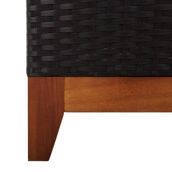 vidaXL Záhradné ležadlo, polyratan a akáciový masív, čierne – Obrázok 8