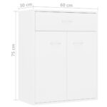 vidaXL Komoda, biela 60x30x75 cm, kompozitné drevo – Obrázok 9