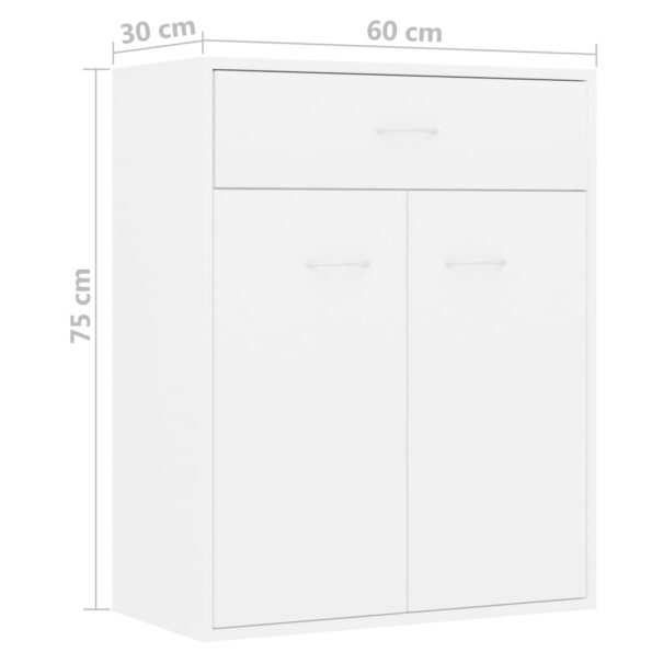 vidaXL Komoda, biela 60x30x75 cm, kompozitné drevo – Obrázok 9