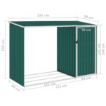 vidaXL Záhradná kôlňa na palivové drevo zelená 245x98x159 cm pozinkovaná oceľ – Obrázok 7