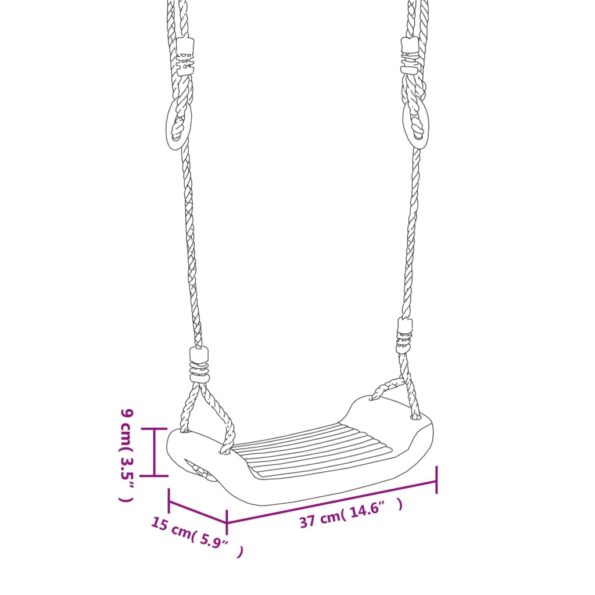 vidaXL Sedadlá na hojdačku s lanami 2 ks modré 37x15 cm polyetylén – Obrázok 6