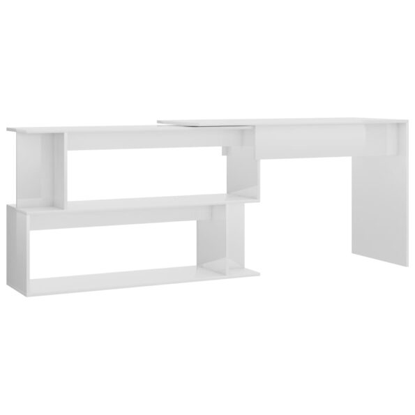 vidaXL Rohový stôl, lesklý biely 200x50x76 cm, kompozitné drevo – Obrázok 2