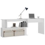 vidaXL Rohový stôl, lesklý biely 200x50x76 cm, kompozitné drevo – Obrázok 3