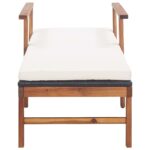 vidaXL Záhradné ležadlo s podložkou, polyratan a akáciový masív,čierne – Obrázok 7