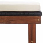 vidaXL Záhradné ležadlo s podložkou, polyratan a akáciový masív,čierne – Obrázok 9