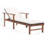 vidaXL Záhradné ležadlo s podložkou, polyratan a akáciový masív,čierne – Obrázok 10