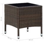 vidaXL Záhradný stôl hnedý 40x40x45 cm polyratanový – Obrázok 5