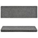 vidaXL Nášľapy na schody 15 ks, vpichované 65x21x4 cm, svetlosivé – Obrázok 4