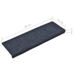 vidaXL Schodové rohože, samolepiace, 15 ks, 65x21x4 cm, modré, s obdĺžnikovým okrajom – Obrázok 6