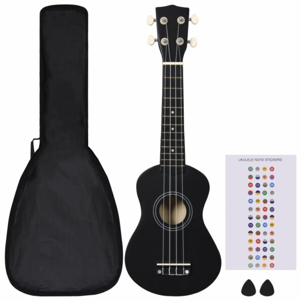 vidaXL Sopránové ukulele s taškou pre deti čierne 21" – Obrázok 2