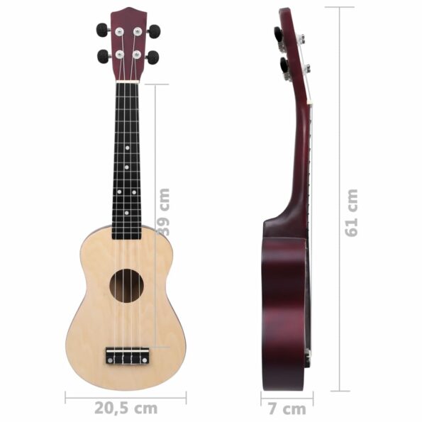 vidaXL Sopránové ukulele s taškou pre deti, prírodné 23" – Obrázok 11