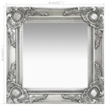 vidaXL Nástenné zrkadlo v barokovom štýle 40x40 cm strieborné – Obrázok 5