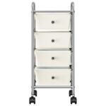 vidaXL Mobilný úložný vozík so 4 zásuvkami biely plastový – Obrázok 4