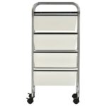 vidaXL Mobilný úložný vozík so 4 zásuvkami biely plastový – Obrázok 5