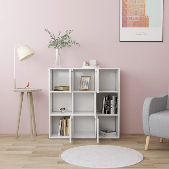 vidaXL Knižnica, biela 90x30x90 cm, kompozitné drevo – Obrázok 3