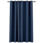 vidaXL Zatemňovací záves, ľanový vzhľad, krúžky, modrý 290x245 cm – Obrázok 2