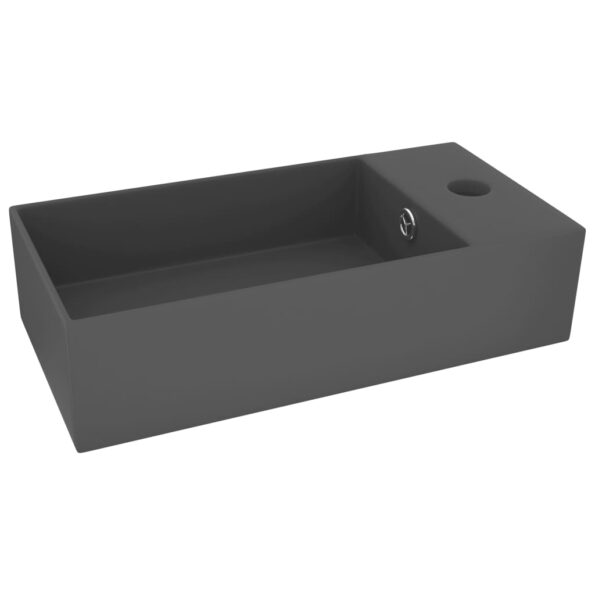 VXL8720286036990_a_en_hd_1.jpg vidaXL Umývadlo s prepadom, keramika, matné tmavosivé – Obrázok 2