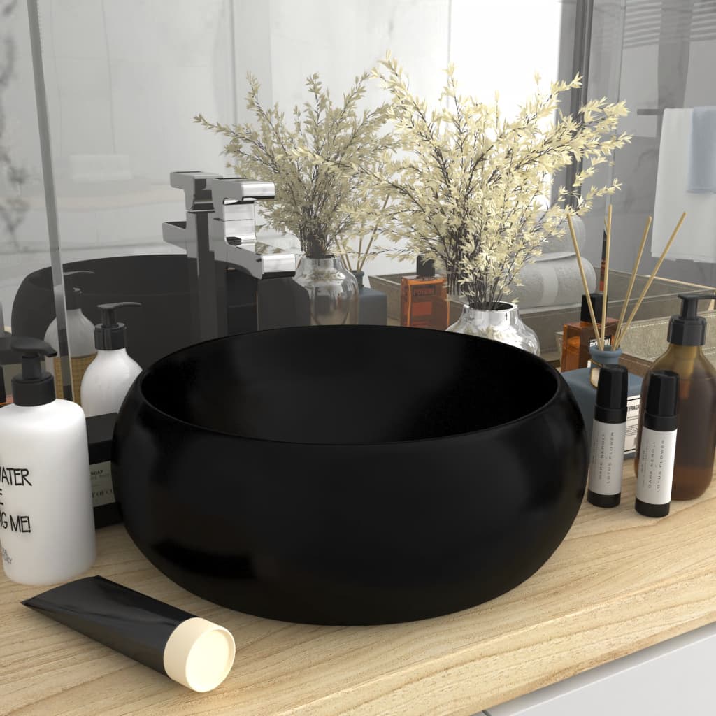 VXL8720286037133_m_en_hd_1.jpg vidaXL Luxusné umývadlo, okrúhle, matné čierne 40x15 cm, keramika – Obrázok 1