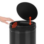 vidaXL Automatický odpadkový kôš, senzor 60 l, uhlíková oceľ, čierny – Obrázok 2