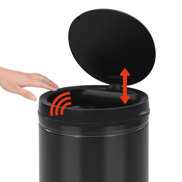 VXL8720286044100_g_en_hd_1.jpg vidaXL Automatický odpadkový kôš, senzor 80 l, uhlíková oceľ, čierny – Obrázok 2