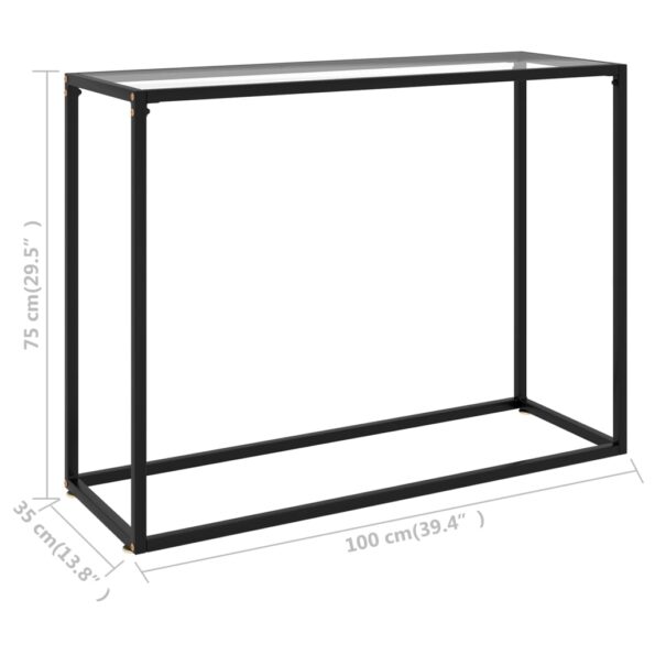 vidaXL Konzolový stolík priehľadný 100x35x75 cm tvrdené sklo – Obrázok 6