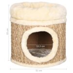 vidaXL Domček pre mačky s luxusným vankúšom 33 cm, morská tráva – Obrázok 7