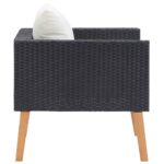 vidaXL Záhradné kreslo s podložkami, polyratan, čierne – Obrázok 3