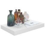 vidaXL Plávajúce nástenné police 2 ks, lesklé biele 40x23x3,8 cm, MDF – Obrázok 3