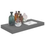 vidaXL Plávajúce nástenné police 2 ks, lesklé sivé 50x23x3,8 cm, MDF – Obrázok 3