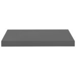 vidaXL Plávajúce nástenné police 2 ks, lesklé sivé 50x23x3,8 cm, MDF – Obrázok 5