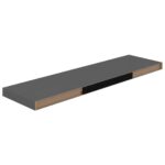 vidaXL Plávajúce nástenné police 4 ks, lesklé sivé 90x23,5x3,8 cm, MDF – Obrázok 7