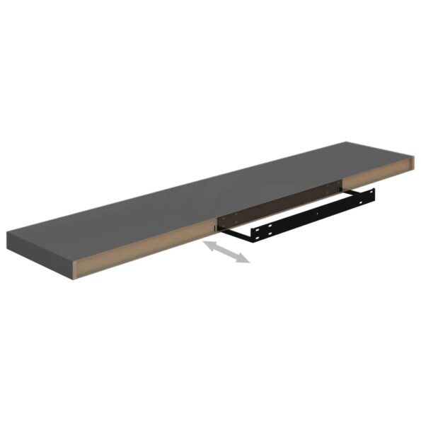 vidaXL Plávajúce nástenné police 4 ks, lesklé sivé 120x23,5x3,8cm, MDF – Obrázok 8