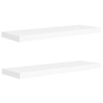 vidaXL Plávajúce nástenné police 2 ks, biele 80x23,5x3,8 cm, MDF – Obrázok 2