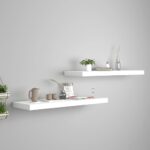 vidaXL Plávajúce nástenné police 2 ks, biele 80x23,5x3,8 cm, MDF