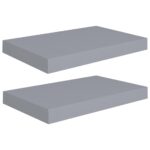 vidaXL Plávajúce nástenné police 2 ks, sivé 40x23x3,8 cm, MDF – Obrázok 2