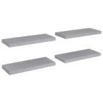 vidaXL Plávajúce nástenné police 4 ks, sivé 60x23,5x3,8 cm, MDF – Obrázok 2