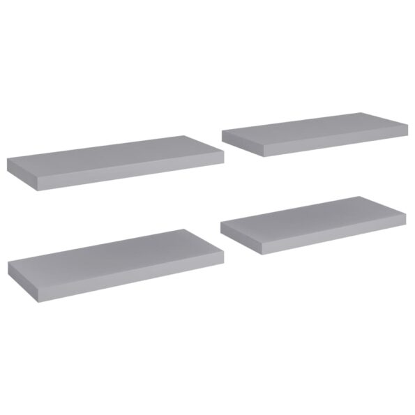 vidaXL Plávajúce nástenné police 4 ks, sivé 60x23,5x3,8 cm, MDF – Obrázok 2
