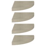 vidaXL Plávajúce rohové police 4 ks, dubové 35x35x3,8 cm, MDF – Obrázok 2