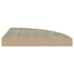 vidaXL Plávajúce rohové police 4 ks, dubové 35x35x3,8 cm, MDF – Obrázok 6