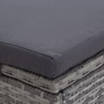 vidaXL 2-miestne opaľovacie lehátko s vankúšom sivé polyratanové – Obrázok 2