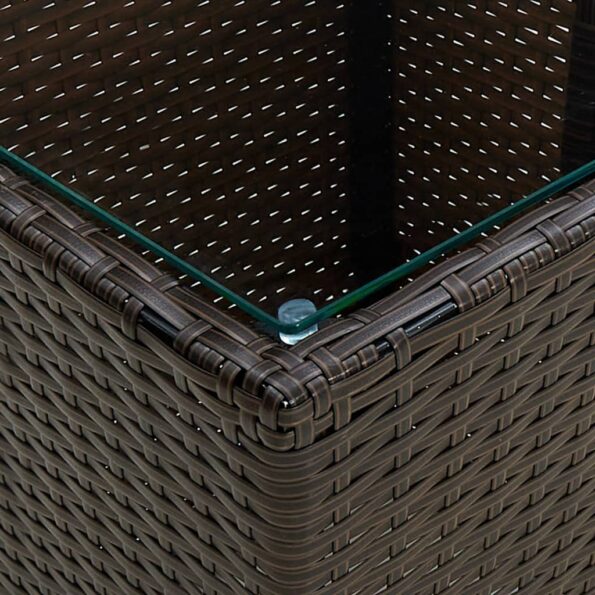 vidaXL Čajový stolík hnedý 41,5x41,5x44 cm polyratan a tvrdené sklo – Obrázok 2