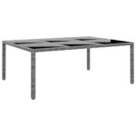 vidaXL Záhradný stôl 200x150x75 cm tvrdené sklo a polyratan sivý
